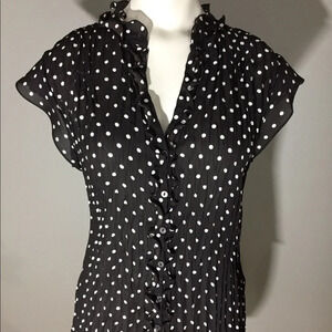Worthington Black & White Polka Dot Top size M